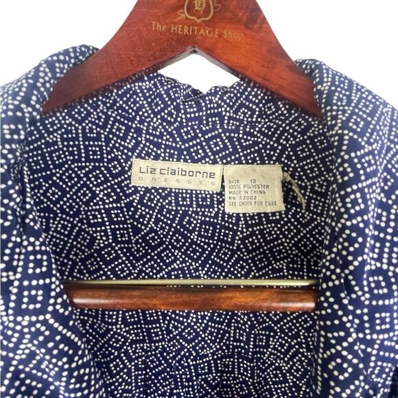 Liz Claiborne short sleeve blue & white button up summer midi dress sz 12 - Picture 2 of 7